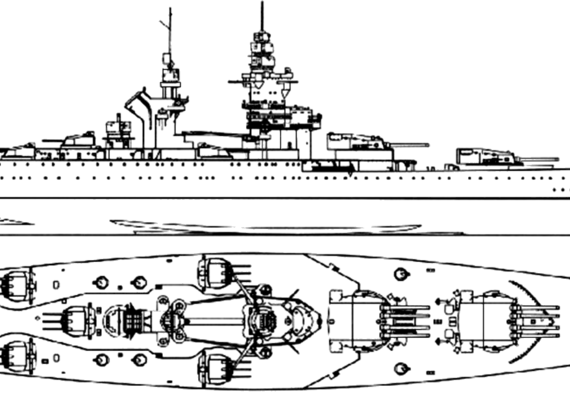 Боевой корабль NMF Richelieu 1950 [Battleship] - чертежи, габариты, рисунки